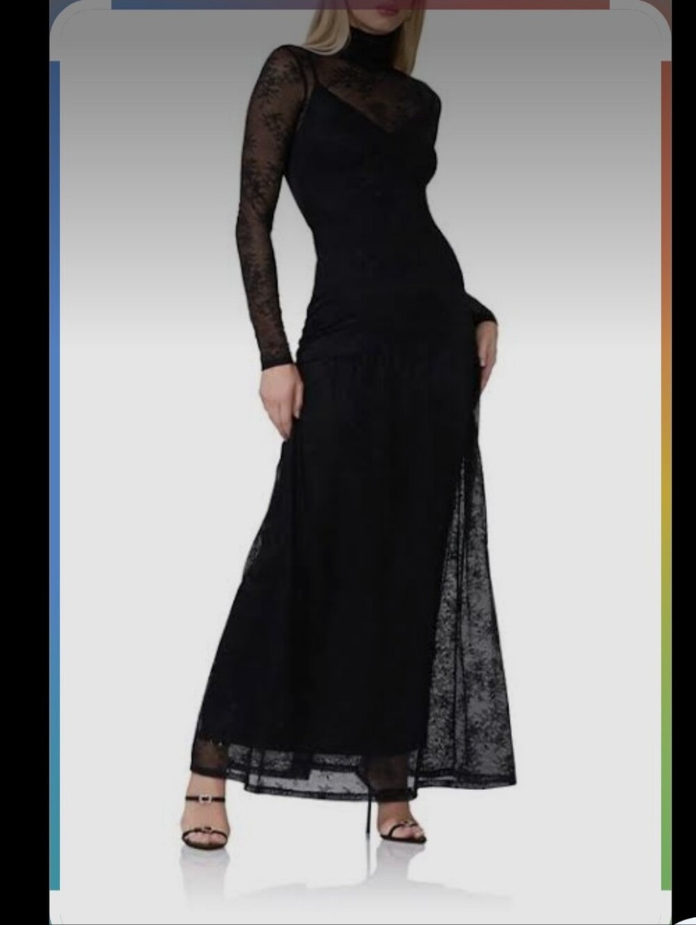 Anthropologie Black Lace Maxi Dress